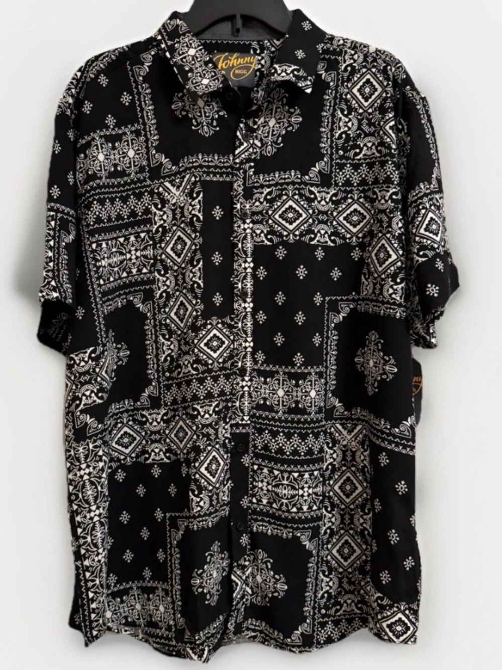 Johnny Bigg 3XL Bandana Print Shirt NWT Black White Short Sleeve